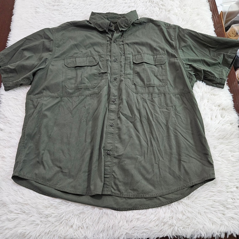 5.11 Tactical Series Mens 2XL Short Sleeve Button Down Shirt Vented Olive Green